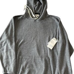 NWT Feat Hazy Black Hoodie Sweatshirt Cozy Soft Gray Black Kangaroo Pocket L